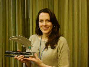 Actress Kate Connor holds our award for Audience Choice.